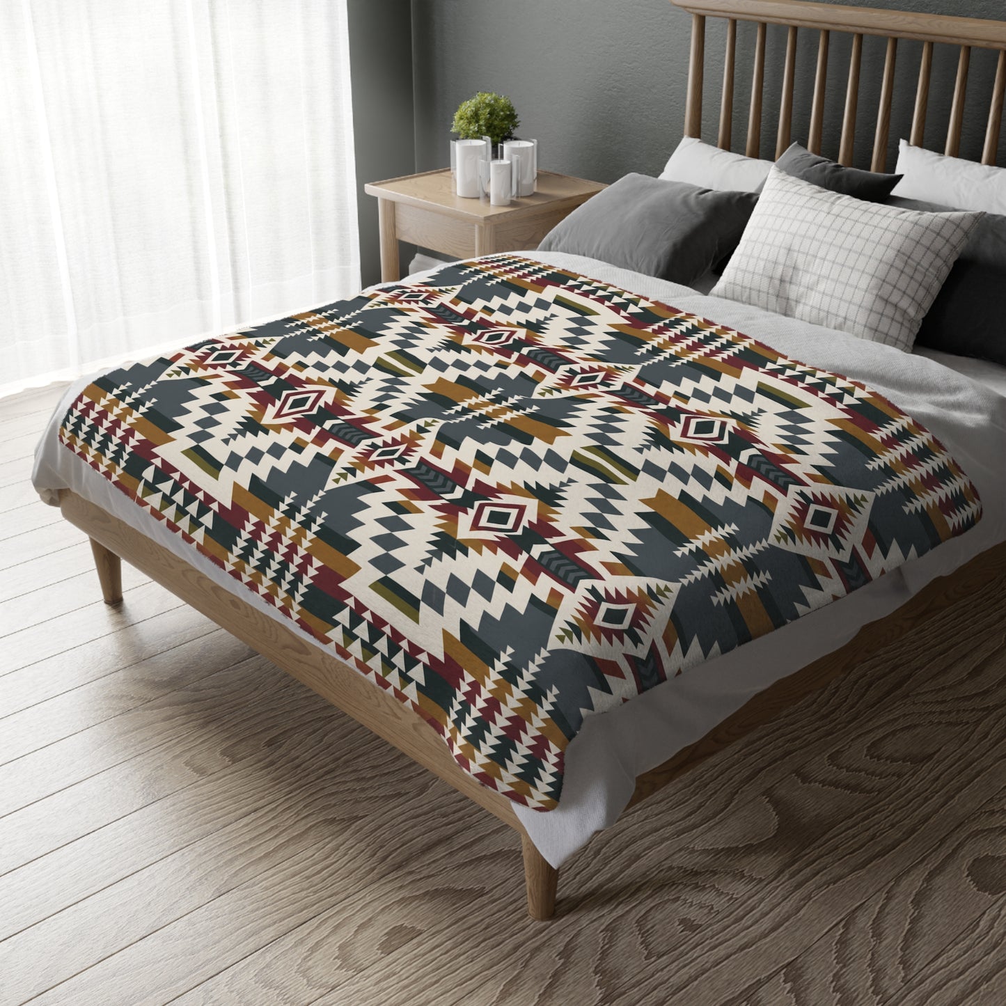 Velveteen Blanket: Southwestern Reversible Geometric Throw