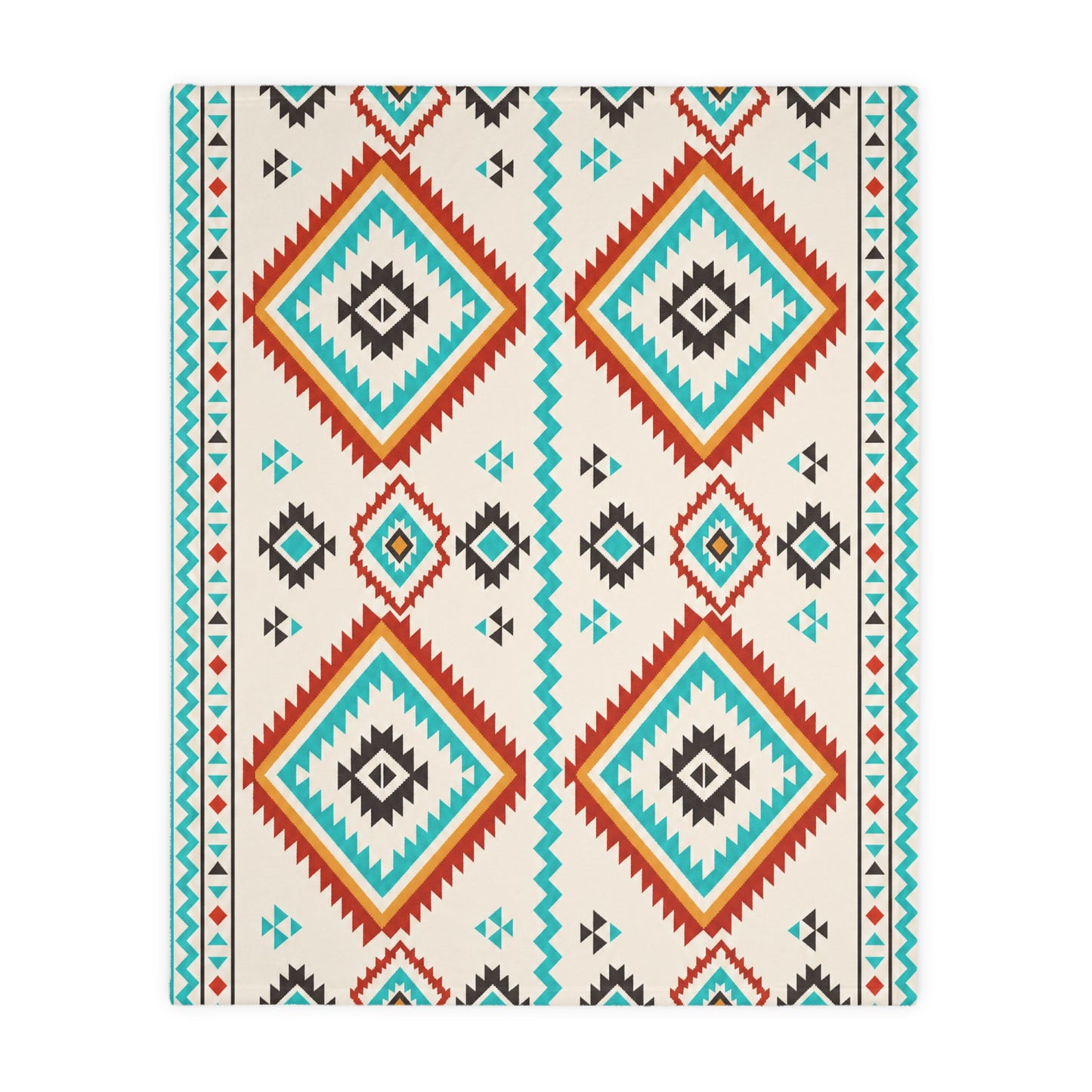 Southwestern Diamond Pattern Blanket: Reversible Velveteen Microfiber Throw