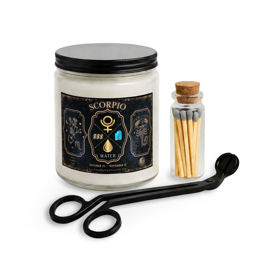 Scorpio Zodiac Candle Gift Set with Matches & Wick Trimmer