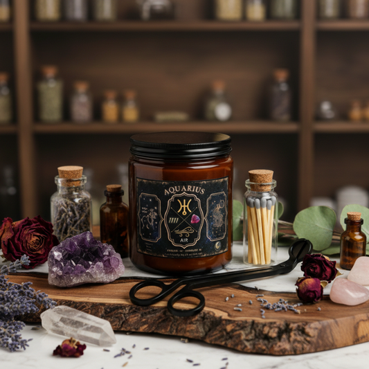 Aquarius Zodiac Candle Gift Set with Matches & Wick Trimmer