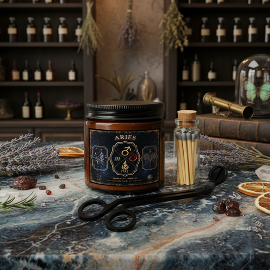 Aries Zodiac Candle Gift Set with Matches & Wick Trimmer