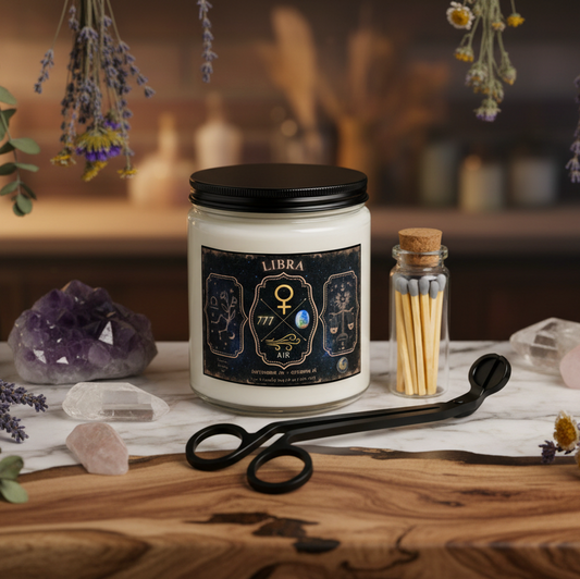 Libra Zodiac Candle Gift Set with Matches & Wick Trimmer