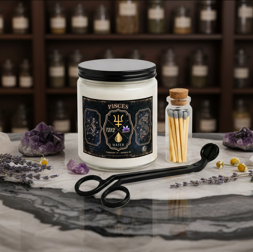*Pisces Zodiac Candle Gift Set with Matches & Wick Trimmer