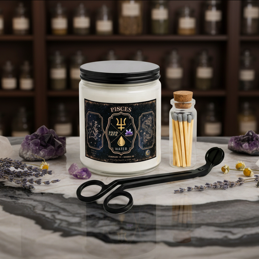 Pisces Zodiac Candle Gift Set with Matches & Wick Trimmer