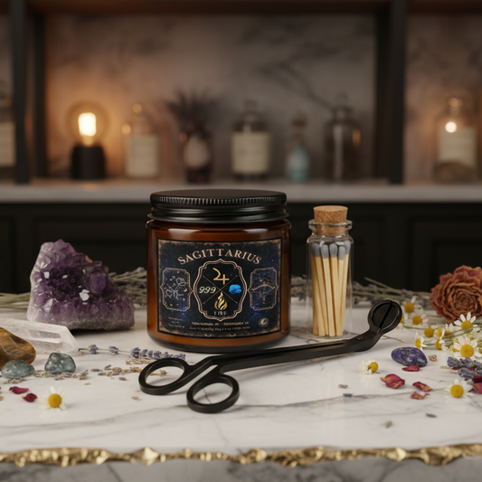 Sagittarius Zodiac Candle Gift Set with Matches & Wick Trimmer