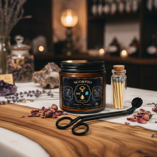 Scorpio Zodiac Candle Gift Set with Matches & Wick Trimmer