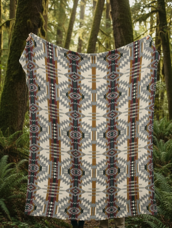 Velveteen Blanket: Southwestern Reversible Geometric Throw