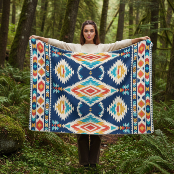 Velveteen Microfiber Blanket: Rainwater Reversible Geometric Throw