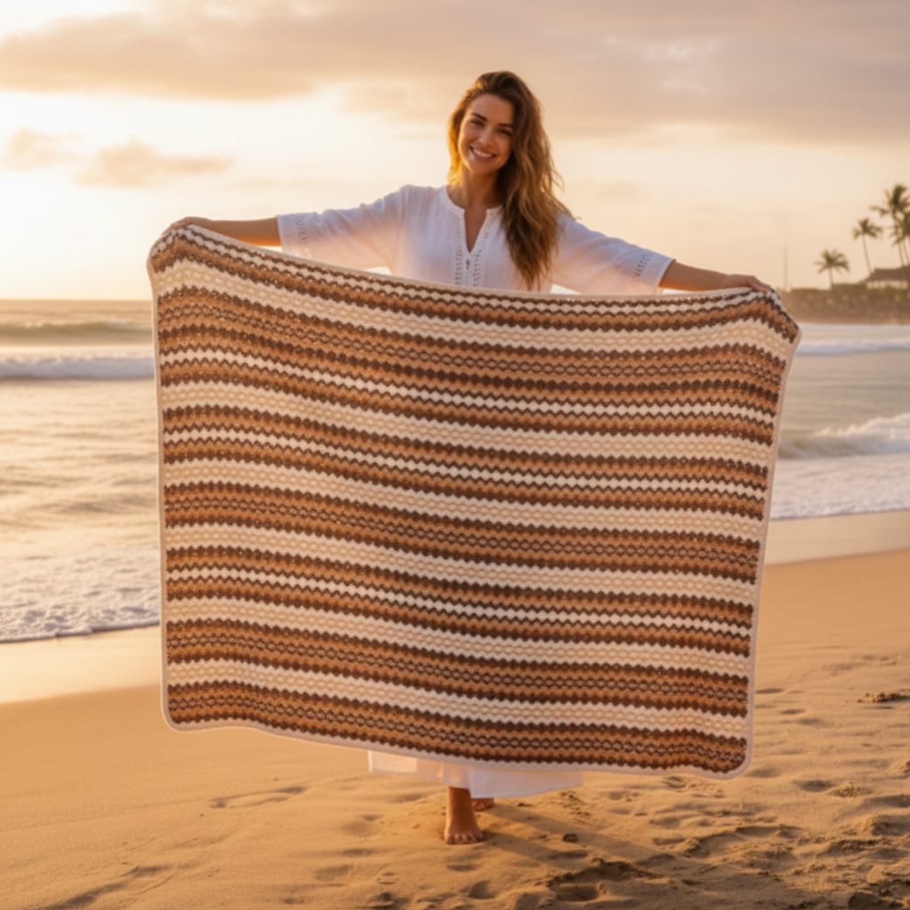 Cozy Striped Sherpa Blanket: Reversible Neutral Throw for Home & Gifting