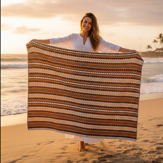 Cozy Striped Sherpa Blanket: Reversible Neutral Throw for Home & Gifting