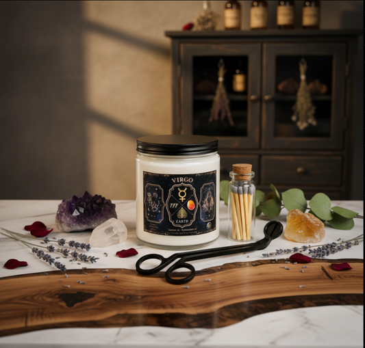 Virgo Zodiac Candle Gift Set with Matches & Wick Trimmer