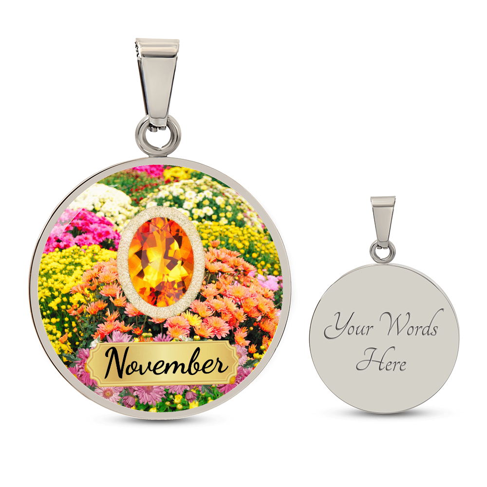 Birth Month Circle Pendant Necklace: November