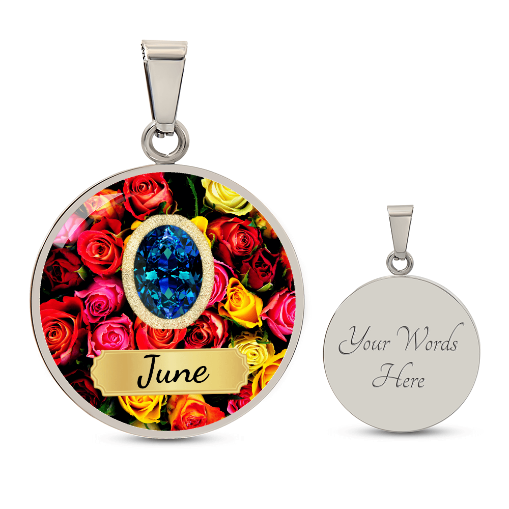 Birth Month Circle Pendant Necklace: June
