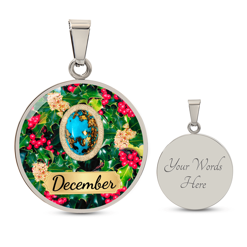 Birth Month Circle Pendant Necklace: December