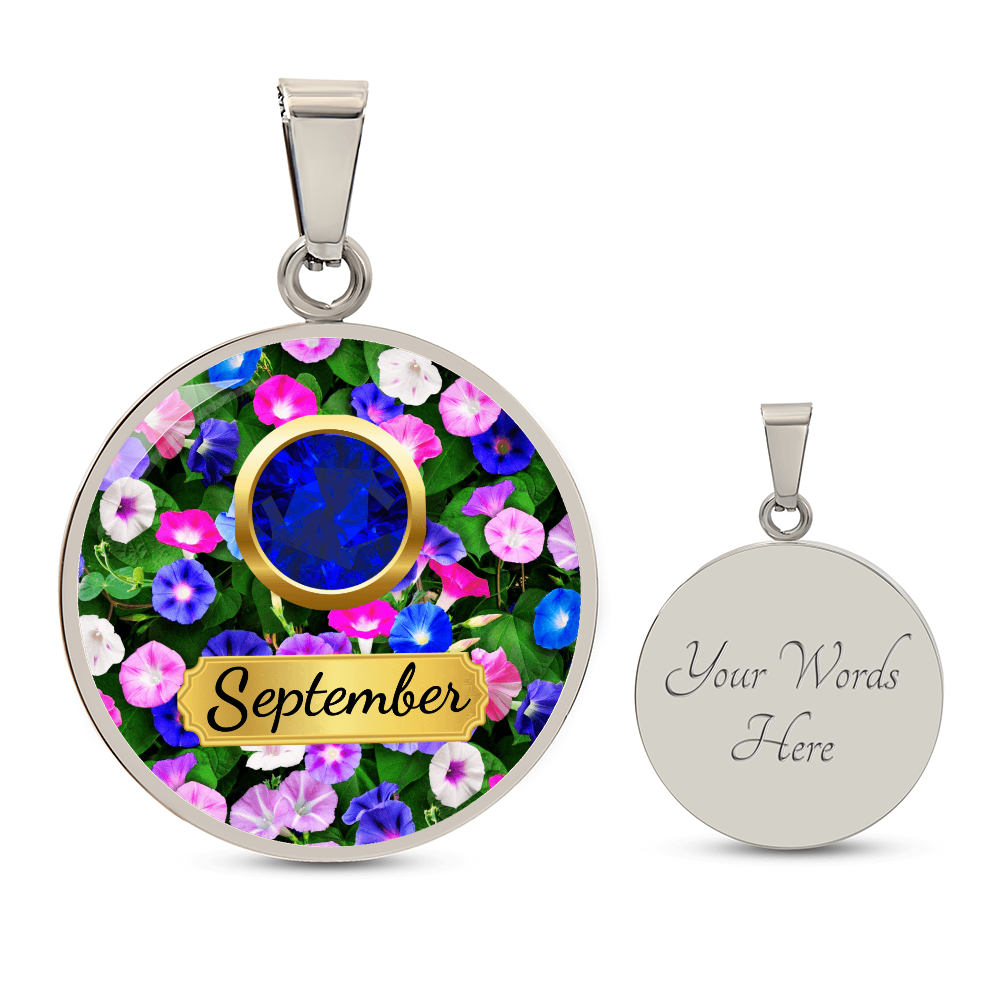 Birth Month Circle Pendant Necklace: September