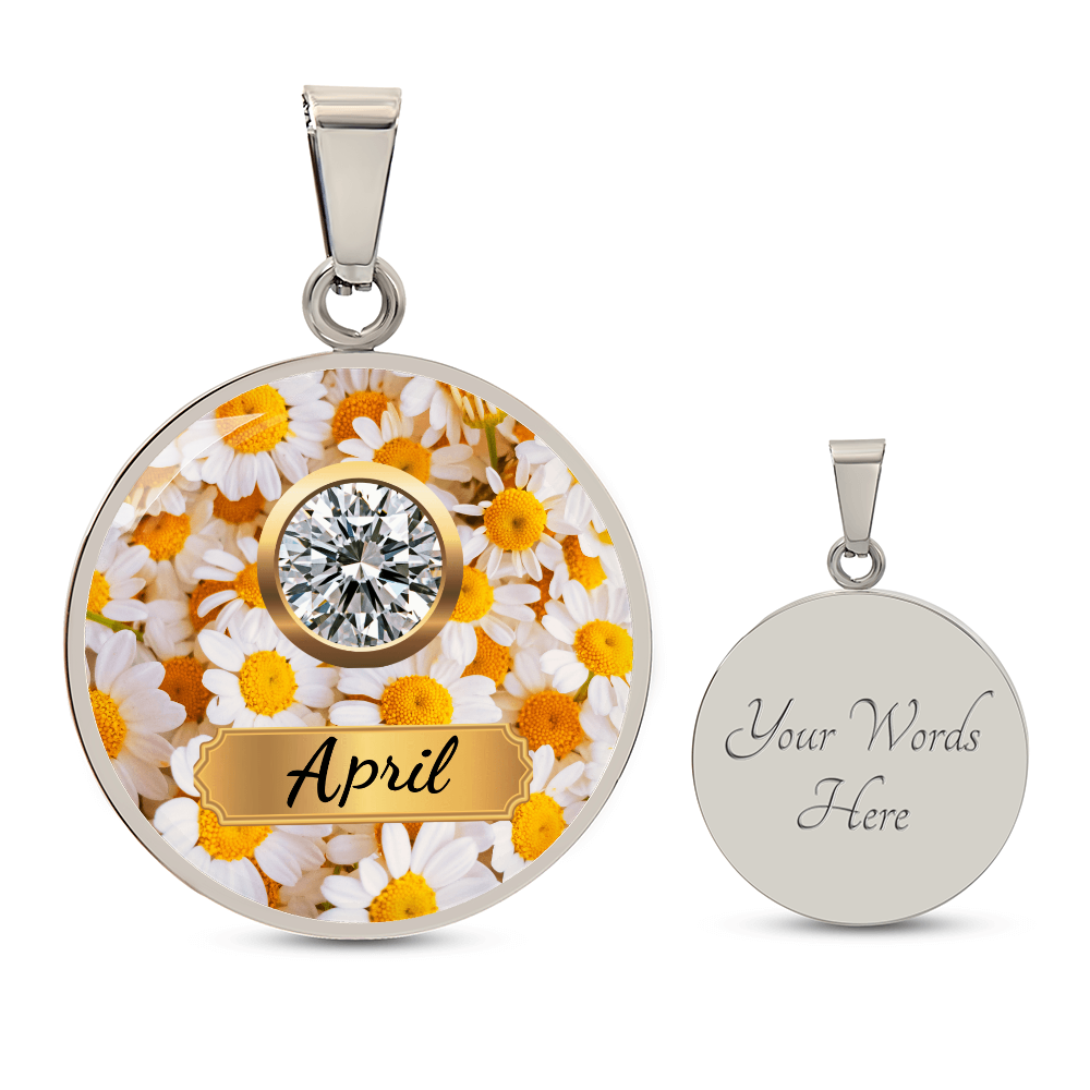 Birth Month Circle Pendant Necklace: April