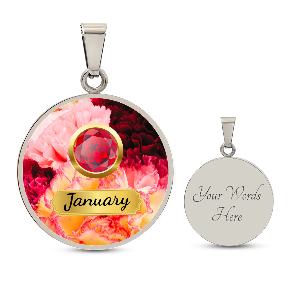 Birth Month Circle Pendant Necklace: January