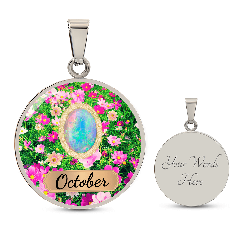 Birth Month Circle Pendant Necklace: October