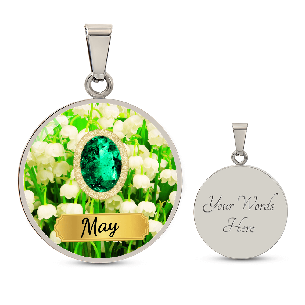 Birth Month Circle Pendant Necklace: May