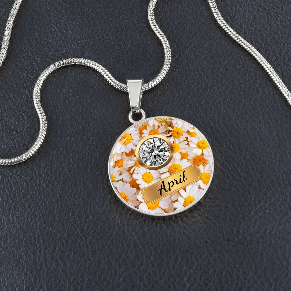 Birth Month Circle Pendant Necklace: April