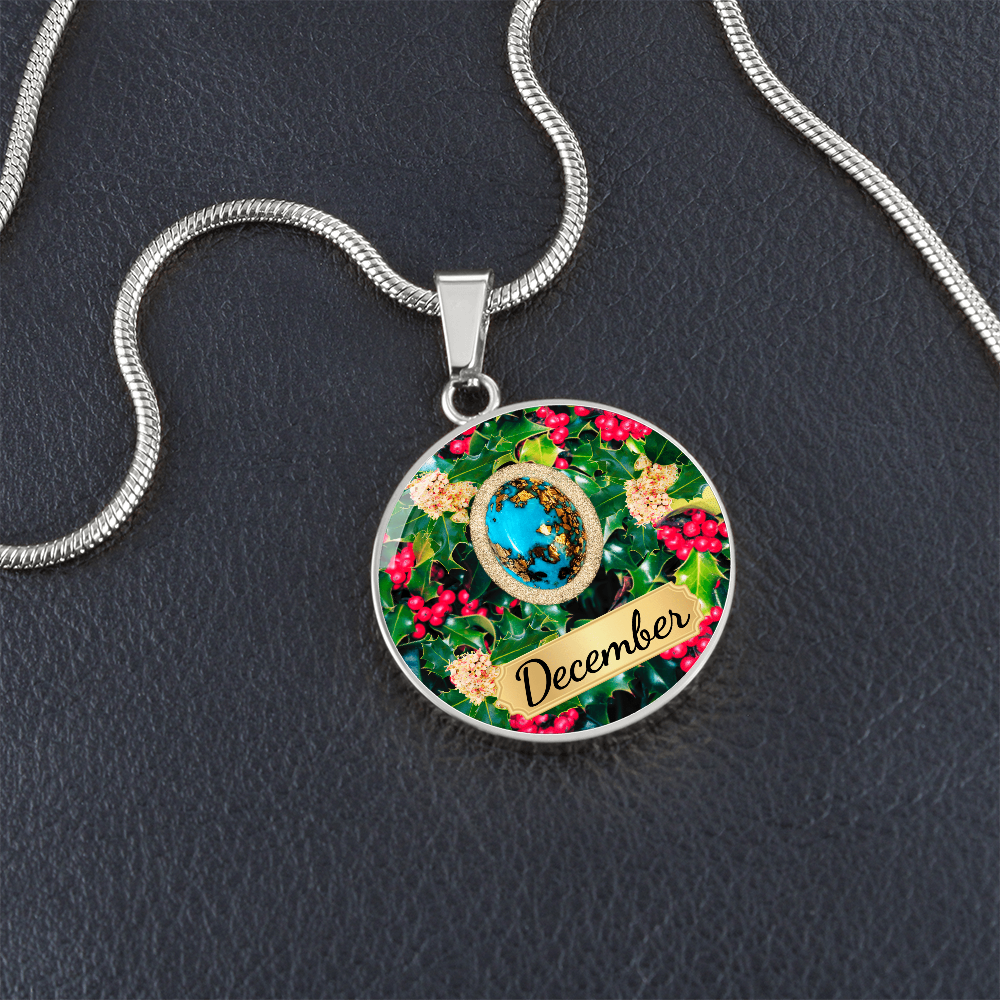 Birth Month Circle Pendant Necklace: December