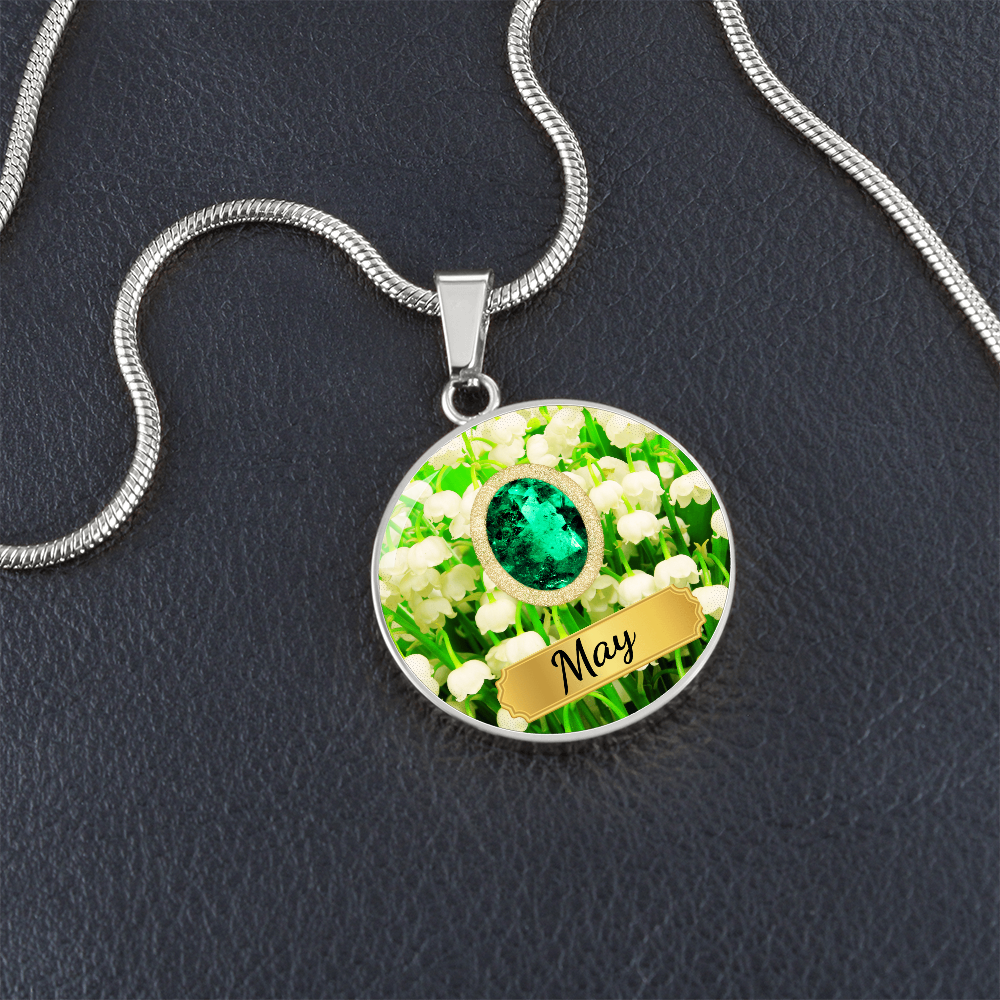 Birth Month Circle Pendant Necklace: May