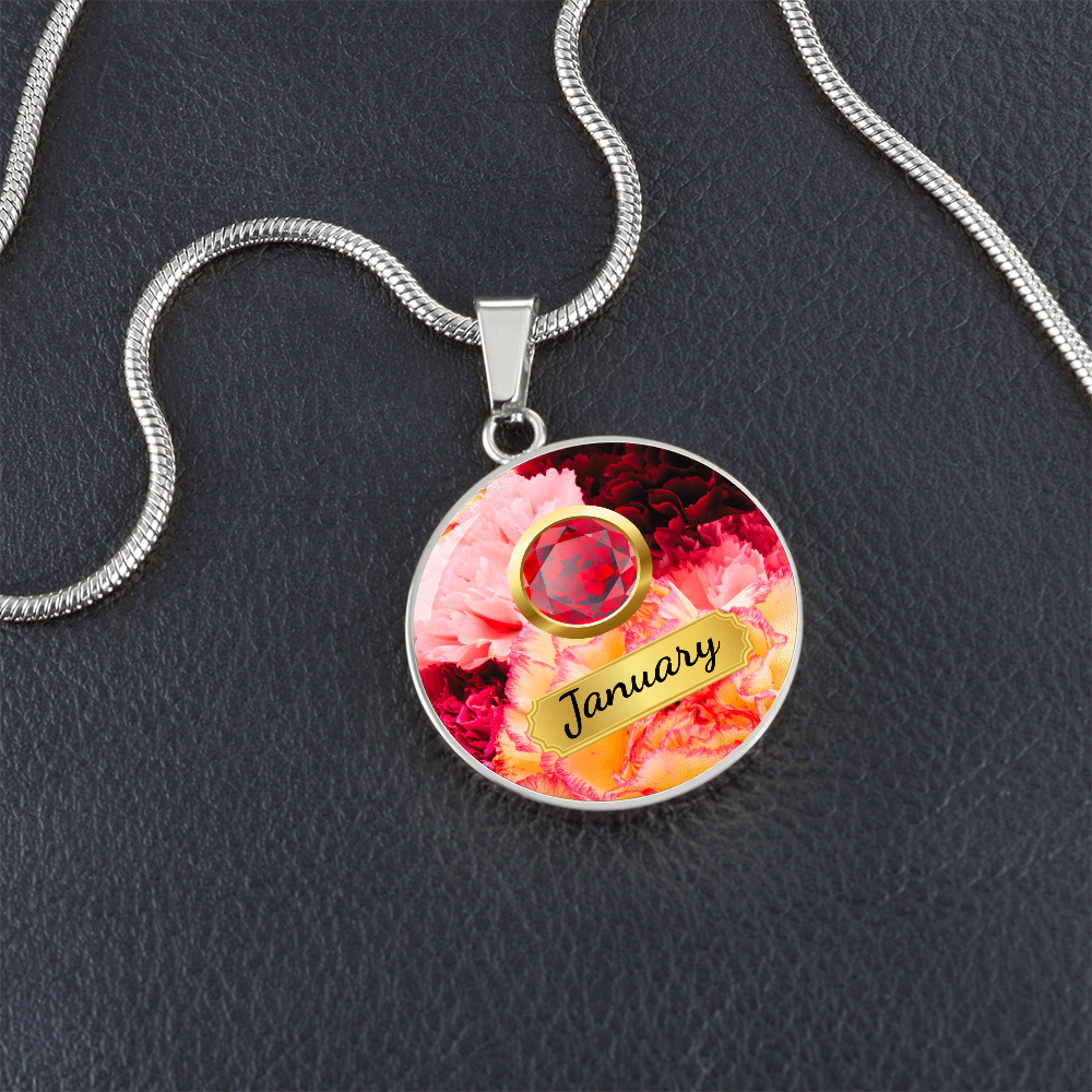 Birth Month Circle Pendant Necklace: January