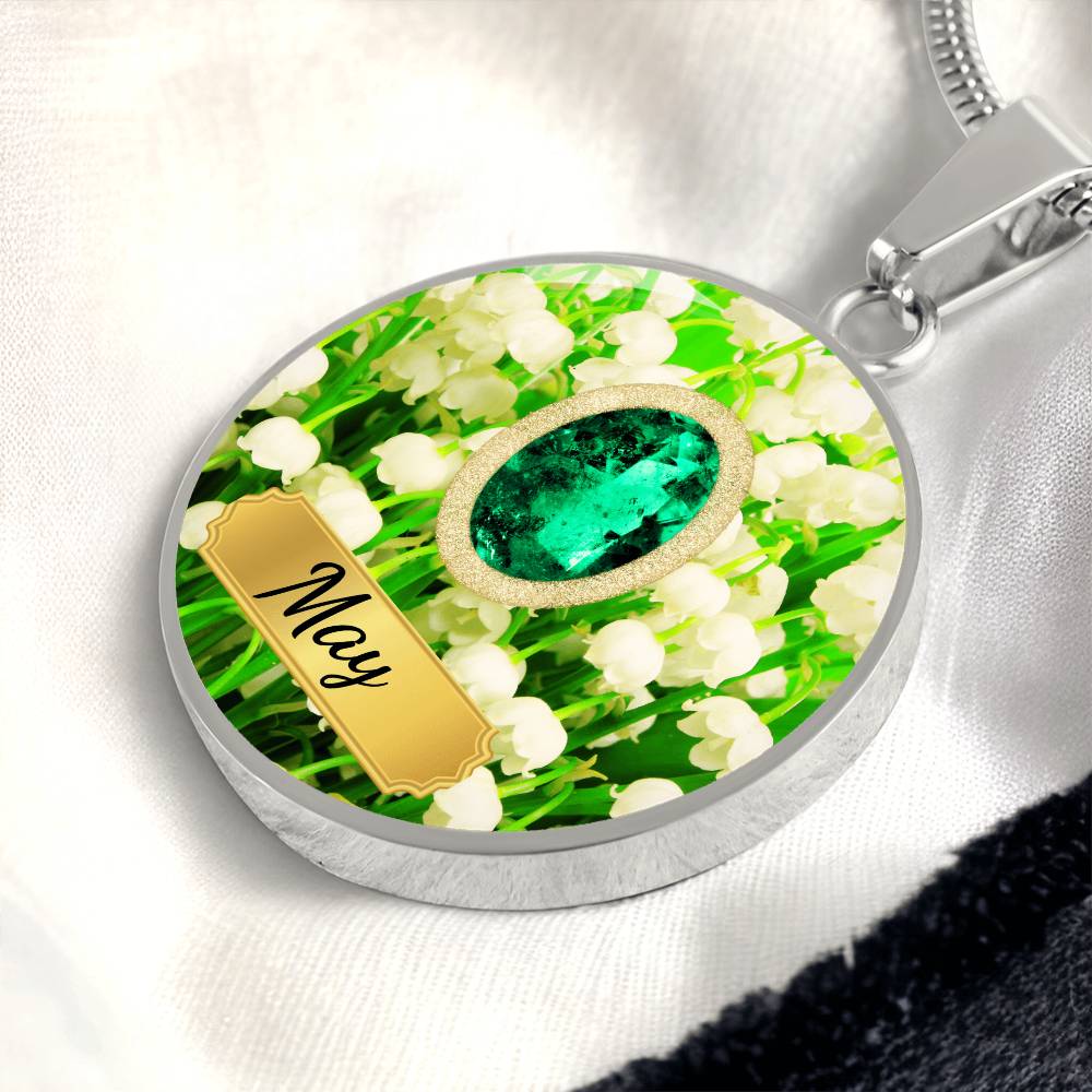Birth Month Circle Pendant Necklace: May