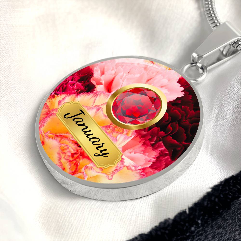 Birth Month Circle Pendant Necklace: January