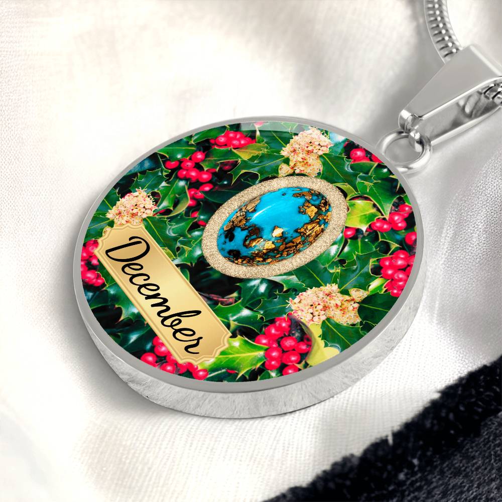 Birth Month Circle Pendant Necklace: December