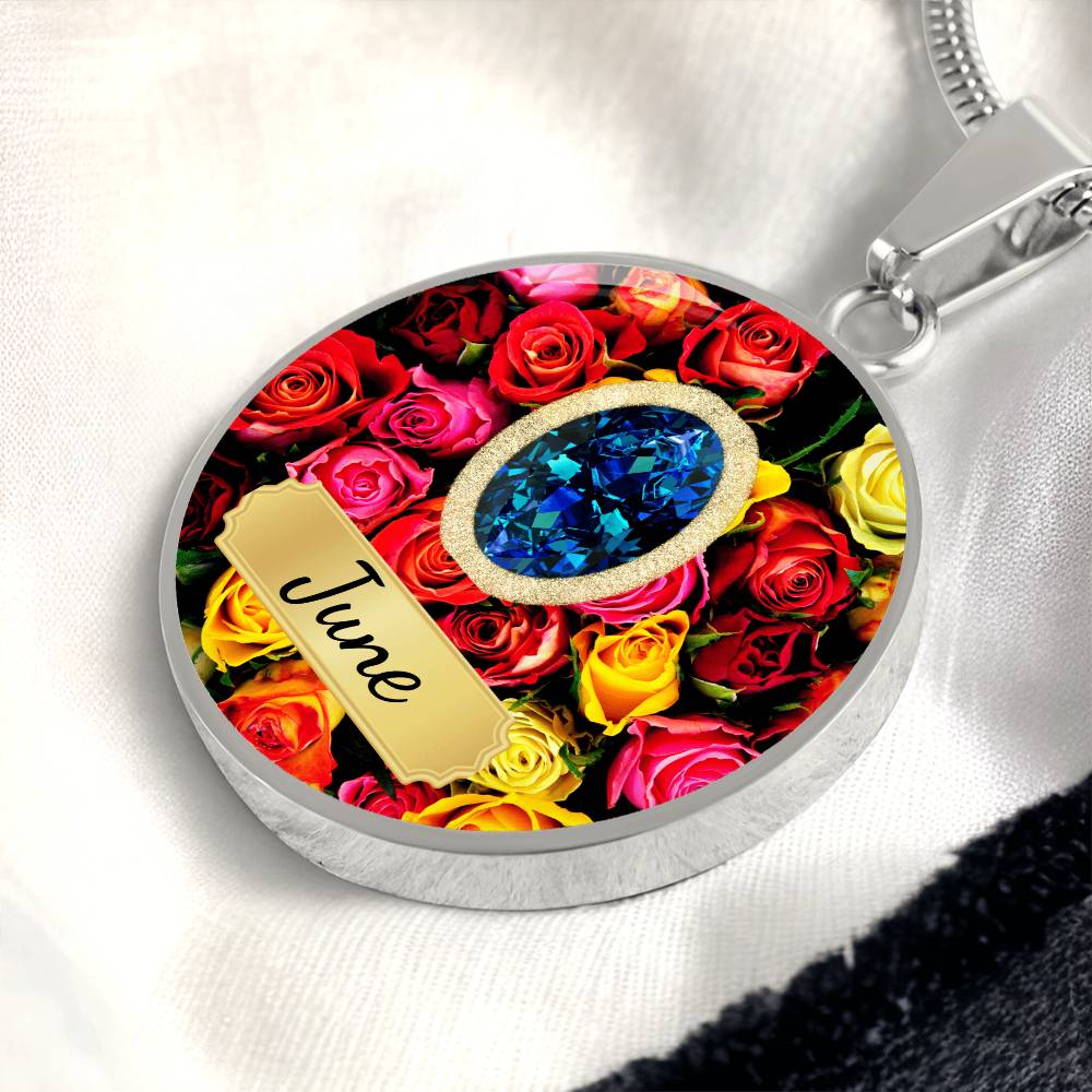 Birth Month Circle Pendant Necklace: June