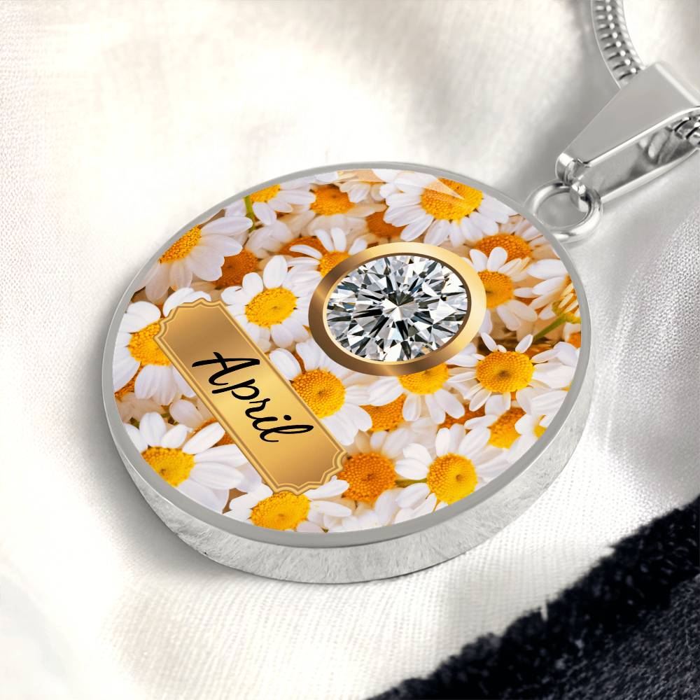 Birth Month Circle Pendant Necklace: April