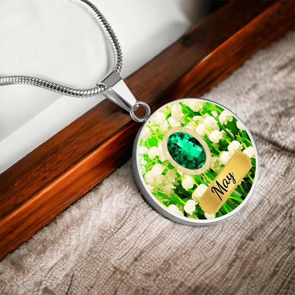 Birth Month Circle Pendant Necklace: May