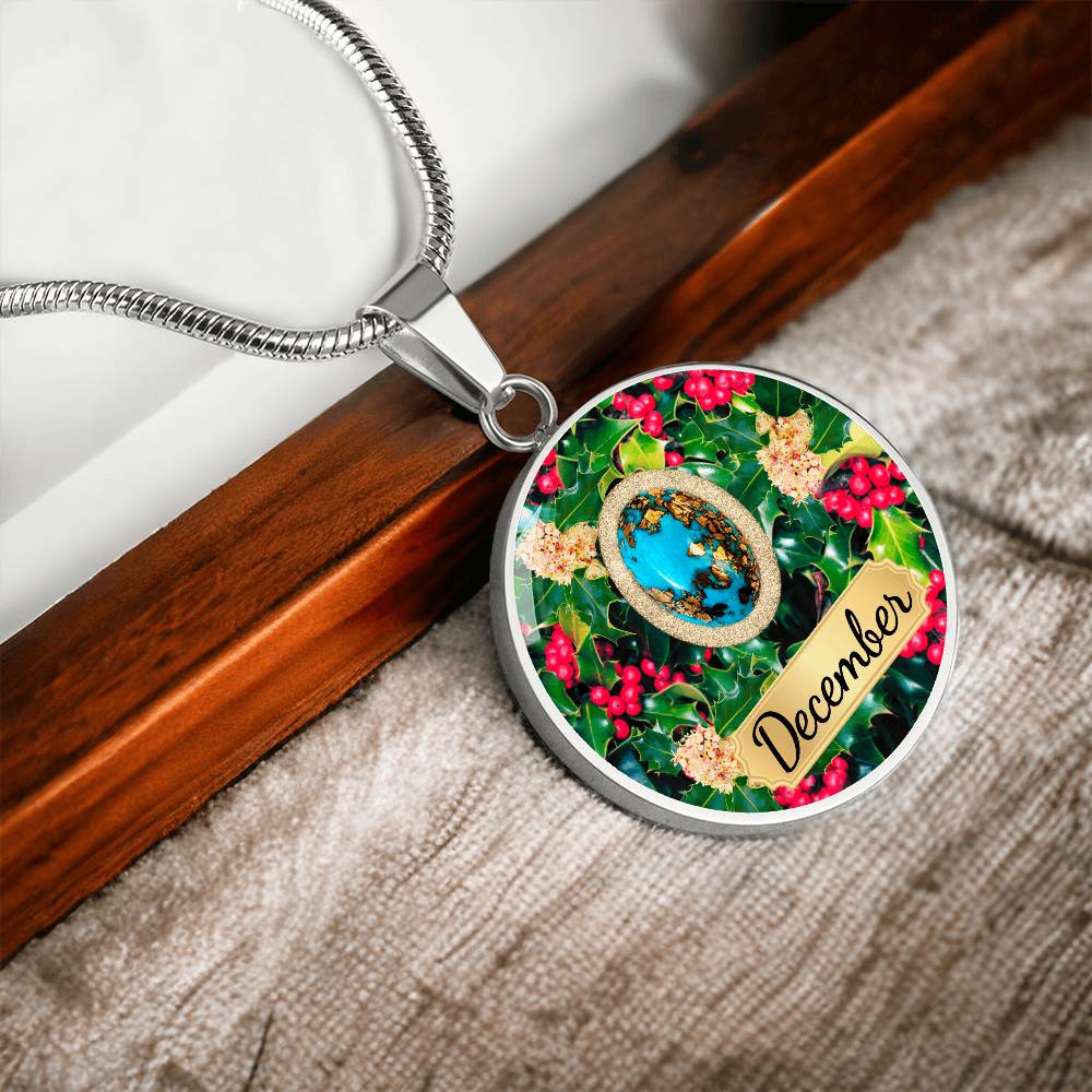 Birth Month Circle Pendant Necklace: December