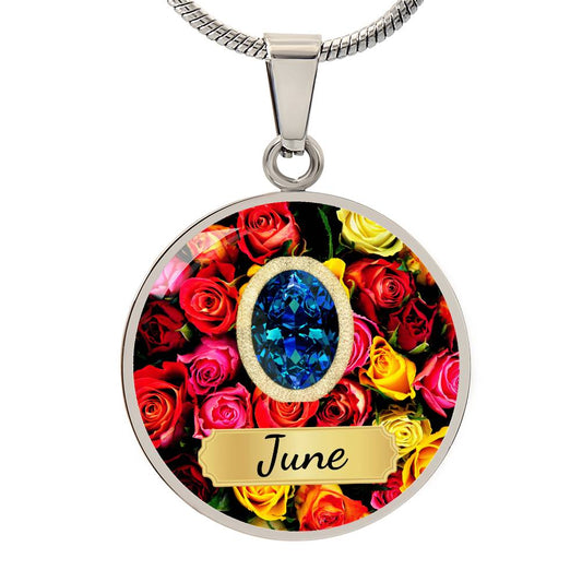 Birth Month Circle Pendant Necklace: June