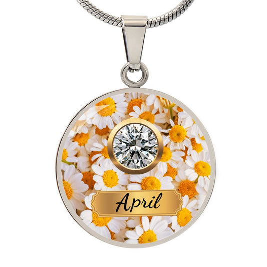 Birth Month Circle Pendant Necklace: April