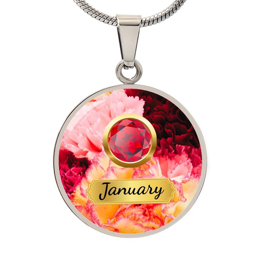 Birth Month Circle Pendant Necklace: January
