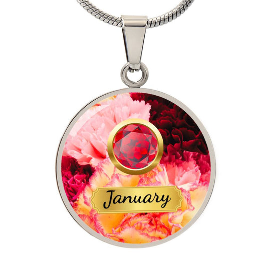 Birth Month Circle Pendant Necklace: January