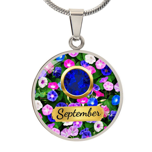 Birth Month Circle Pendant Necklace: September