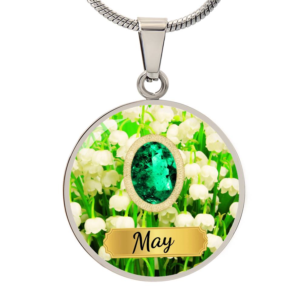 Birth Month Circle Pendant Necklace: May