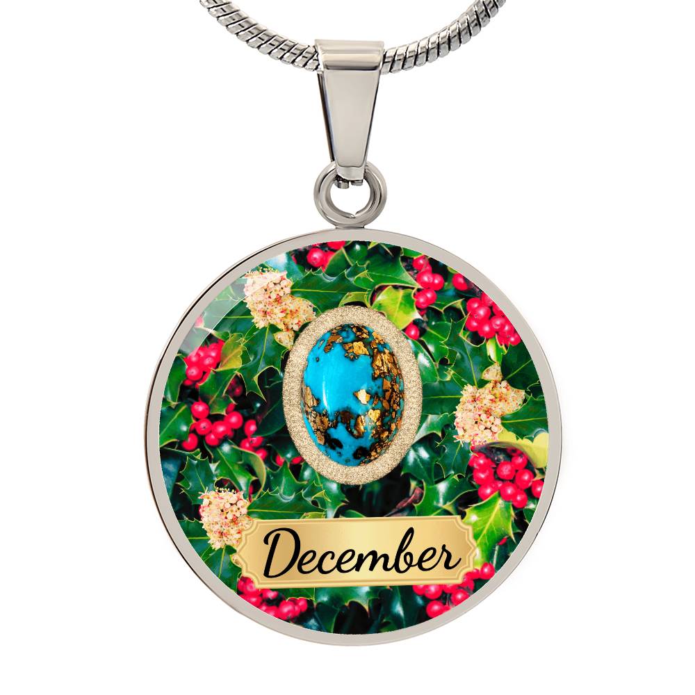 Birth Month Circle Pendant Necklace: December