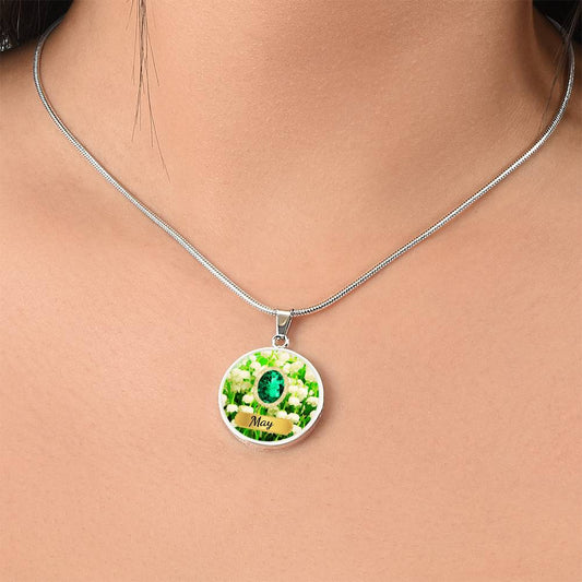 Birth Month Circle Pendant Necklace: May