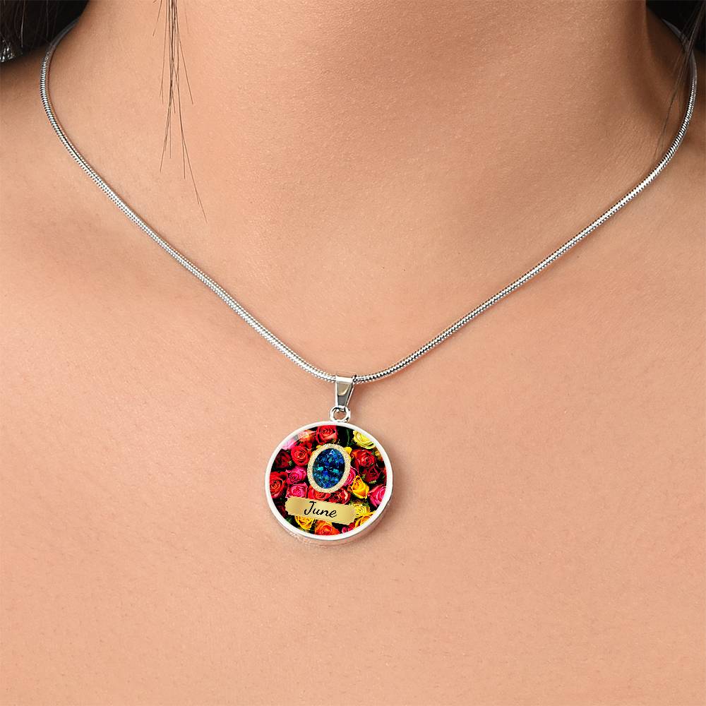 Birth Month Circle Pendant Necklace: June