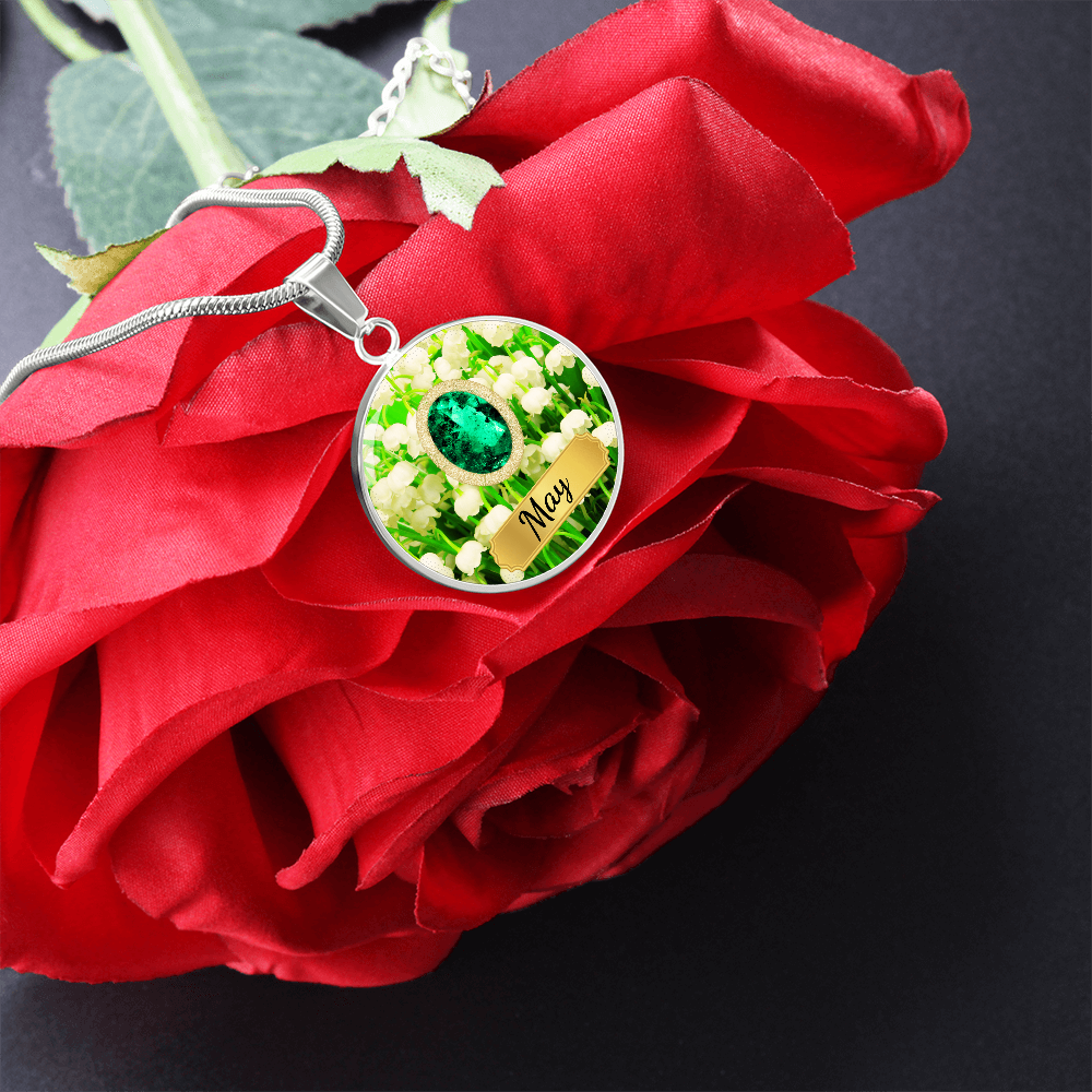 Birth Month Circle Pendant Necklace: May