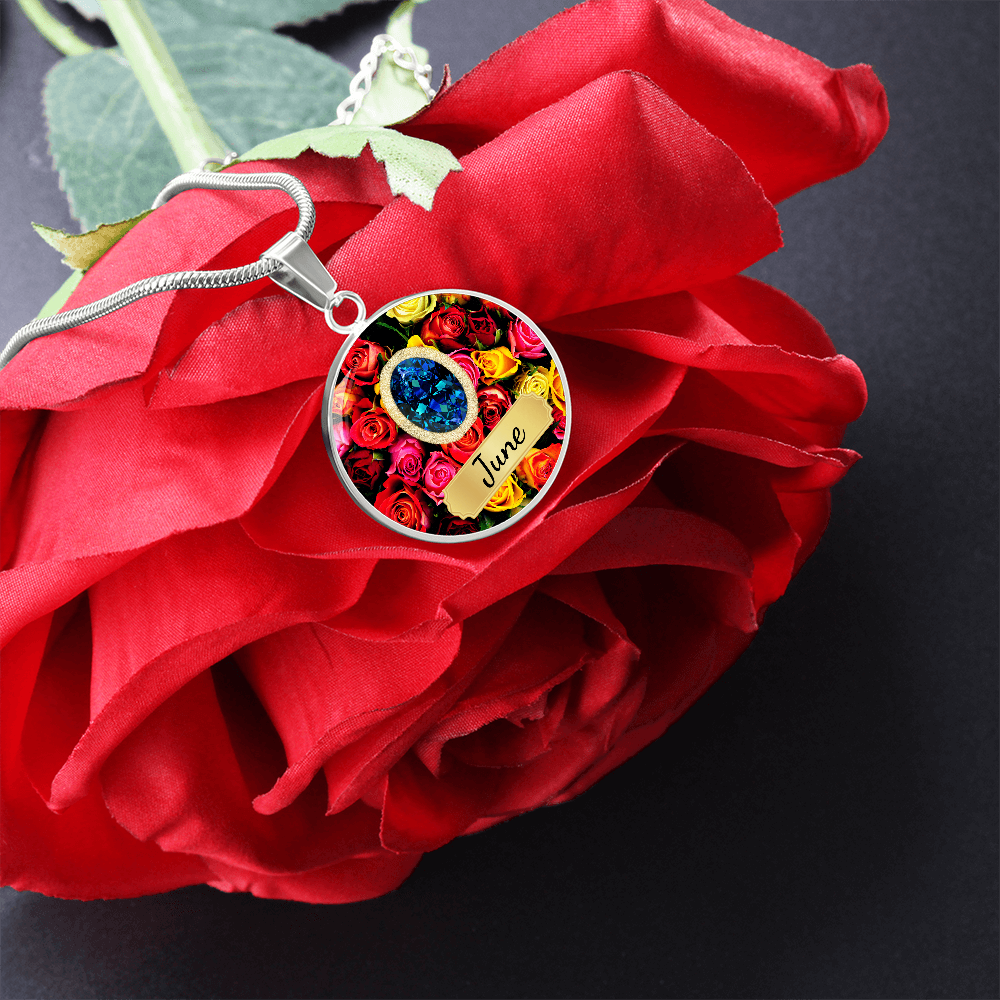 Birth Month Circle Pendant Necklace: June