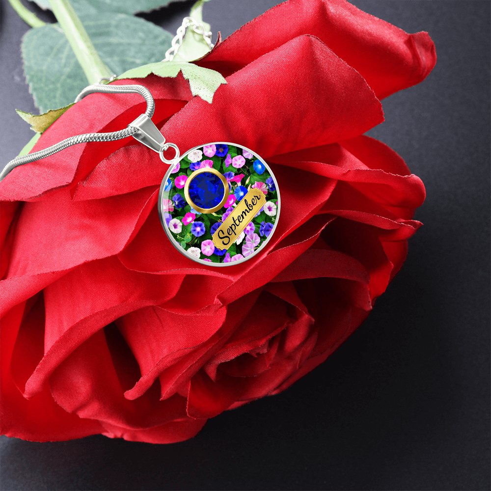 Birth Month Circle Pendant Necklace: September
