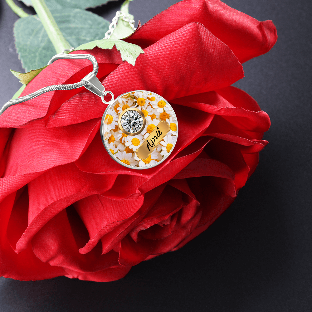 Birth Month Circle Pendant Necklace: April