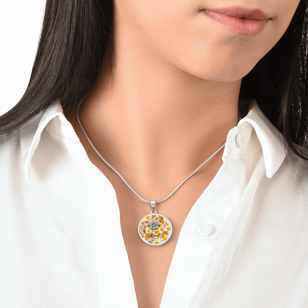 Birth Month Circle Pendant Necklace: April