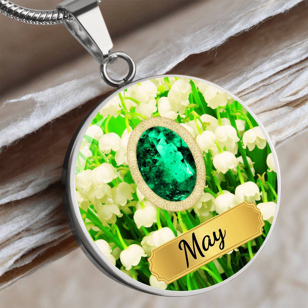 Birth Month Circle Pendant Necklace: May