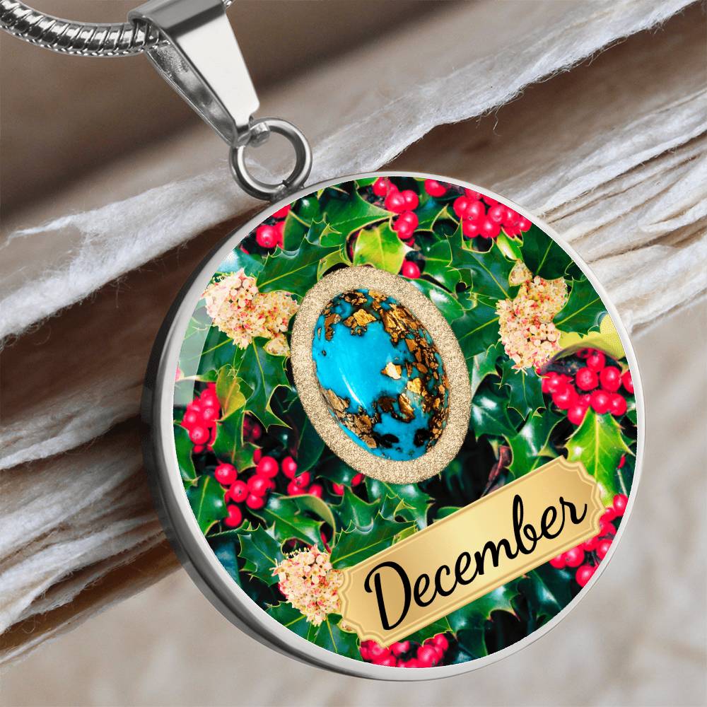 Birth Month Circle Pendant Necklace: December